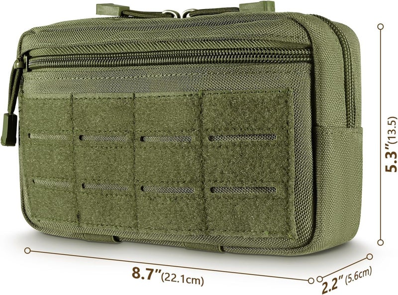 FRTKK Tactical Molle Admin Pouch Utility Laser Cut EDC Tool Pouch Bag Horizontal Modular Pouches Include US Flag Patch and Keychain - Image 2